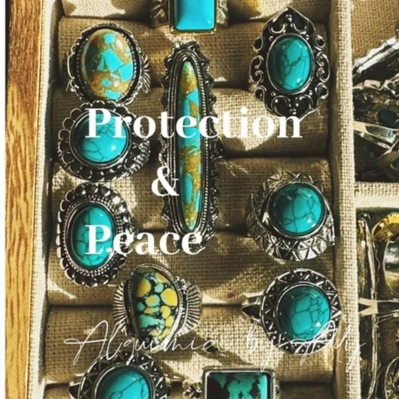 Turquoise chunky maxi beaded rustic silver statement adjustable bracelet - Picture 3 of 6